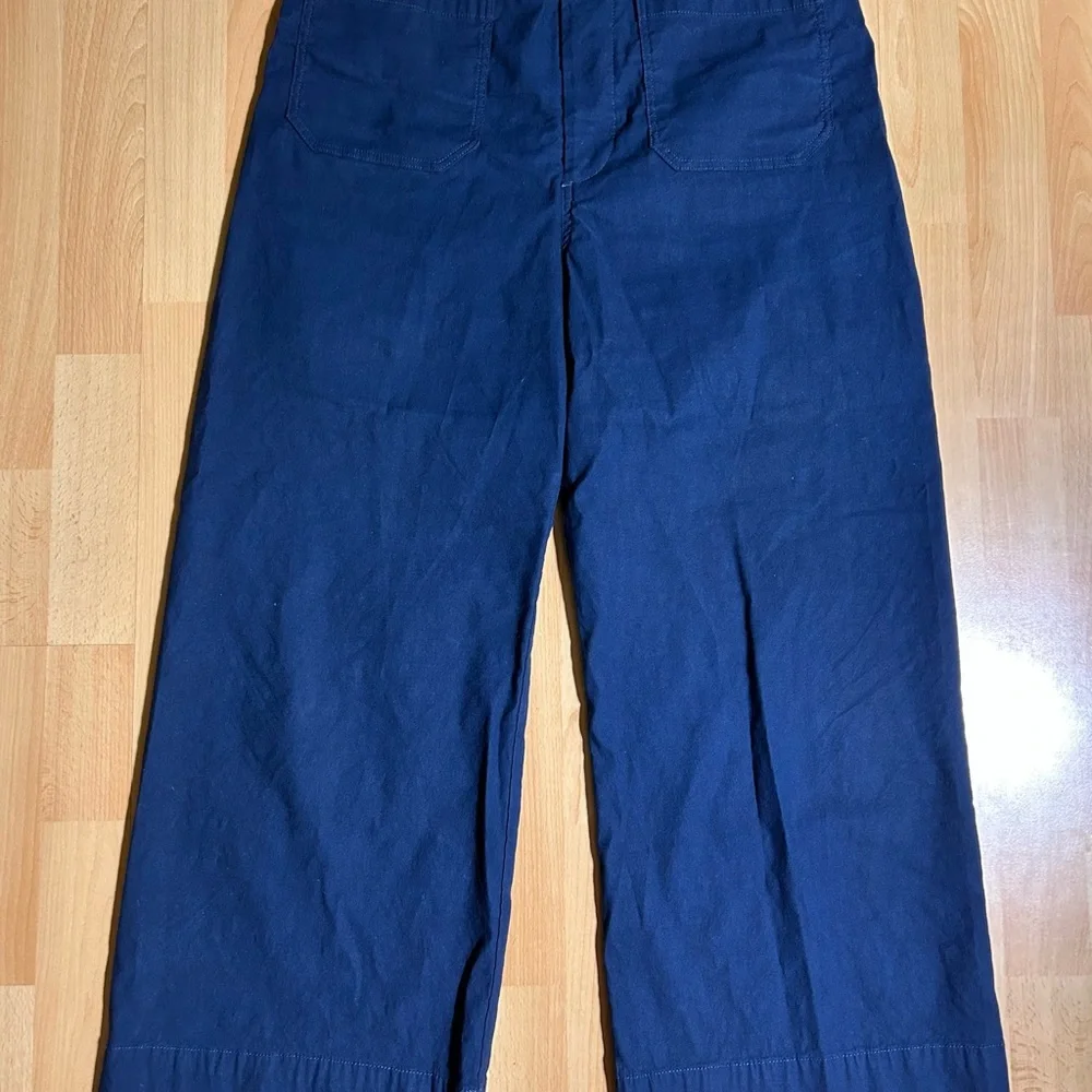 Anthropologie Maeve Colette The Magic Fabric Crop Wide Leg Pant Navy Blue 32 - Picture 4 of 13